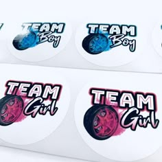 four stickers with the words team girl on them