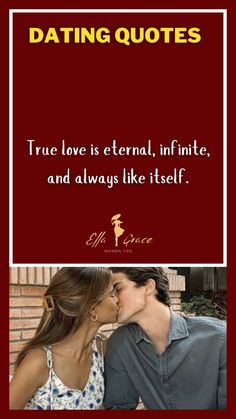 a couple kissing each other with the caption true love is eternal, infinite and always like itself