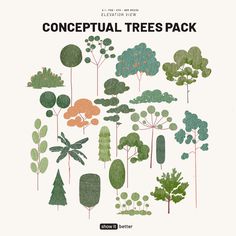 an illustrated book with trees in different colors