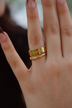 "Custom Mom Ring * Size & Material & Other Details ∙ Material of the ring; 18K Gold over Stainless Steel (1.5 microns) -              TARNISH FREE & WATERPROOF & HYPOALLERGENIC ∙ Available in sizes(US) : 6, 7, and 8 * Elegant ∙ Gift ∙ Wrapping ∙ Option ∙ We can add your personalized notes inside both regular and gift wrap packaging. Fill out the \"Gift Message\" section with your special note. If you would like to purchase a special \"Gift Wrapping\", please check that option during your checkou Engraved Rings Personalized, Elegant Gift Wrapping, Mom Ring, Gold Rings Stackable, Name Rings, Mother Rings, Ring Sale, Unisex Ring, Christmas Gifts For Mom