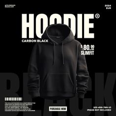 a black hoodie with the words hoodie on it