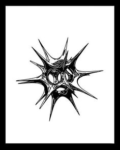 a black and white drawing of a starburst with sharp lines on it's face