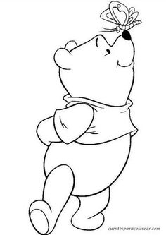 winnie the pooh with a butterfly on her head coloring pages for kids and adults