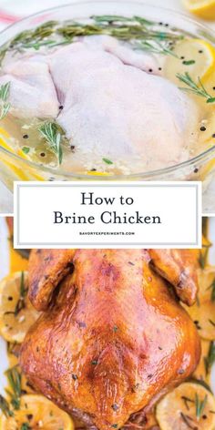 how to brine chicken with lemons and rosemary garnish on the side