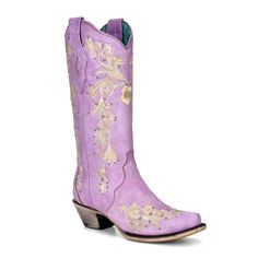 CORRAL BOOTS Boots Corral Women's Lilac Flower Embroidery Crystal Stud Cowgirl Boots A4241 Tangled Theme, Country Style Outfits, Reba Mcentire, Lilac Flowers, Shoe Fits, Cowgirl Style, Goodyear Welt, Flower Embroidery, Cowgirl Boots