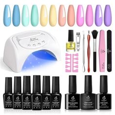 Enjoy Diy: As Baby Blue Yellow Uv Gel Nail Polish Kit With Uv Led Light Nail Dryer, You Can Enjoy Doing Your Nails At Home With This Gel Nail Polish Set To Complete All-In-One Kit! Everything You Need To Start Doing Your Nails Yourself! High Power Lamp: Beetles Pastel Color Pink Gel Nail Polish Starter Kit - Soak Off Led Lamp Gel Nail Polish Set With Led Nail Lamp. 6 Colors Fall Winter Red Nail Polish Gel With 48w High Power Nail Dryer To Cure Fastly All Kinds Of Led Gel Nail Polish, Base Gel To Grey Gel Nails, Red Gel Nails, Kit Manicure, Nail Polish Kit, Pink Gel Nails, Glitter Gel Polish, Pink Gel, Glitter Gel Nails, Gel Nail Kit