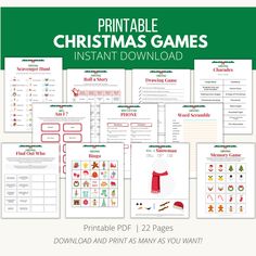 printable christmas games for kids to play on the computer or in an office area