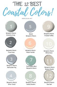 the 12 best paint colors for walls and floors in different shades, with text overlaying them