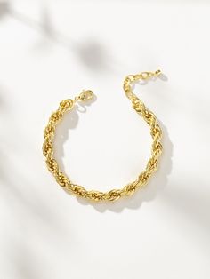 It doesn’t get much better than a classic rope chain, and our Hollis Bracelet is no exception. Created with 14k gold-plated brass, she’ll make a statement on her own but also pair well with a cuff to create a dynamic duo. | Gold Classic Rope Chain Hollis Bracelet | Women's Jewelry by Uncommon James Everyday Gold Rope Chain Bracelet, Everyday Rope Chain Bracelet, Adjustable Gold Rope Chain Bracelet, Gold Metal Braided Bracelets, Everyday Yellow Gold Rope Chain Bracelet, Rope Chain Bracelet As A Gift, Gold Rope Chain Bracelet For Everyday, Elegant Rope Chain Bracelet For Everyday Wear, Everyday Metal Rope Chain Jewelry