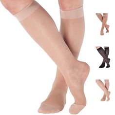 PRICES MAY VARY. GRADUATED COMPRESSION - Offers 20-30 mmHg support to alleviate swelling and manage varicose veins, ideal for everyday wear. VERSATILE USE - Perfect for travel, flights, and sports, providing comfort and support wherever you go. DETAILED SIZE CHART - Includes comprehensive sizing up to 6XL, with calf and ankle measurements for a perfect fit. REINFORCED DESIGN - Features a strong heel and toe for enhanced durability and long-lasting wear. STAY-UP DESIGN - These compression socks a Compression Stockings Fashion, Compression Hose, Womens Compression Socks, Swollen Ankles, Compression Clothing, Swollen Legs, Compression Stockings, Women Nurse, Socks For Women