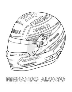 a drawing of a helmet with the words fenando alonoso on it