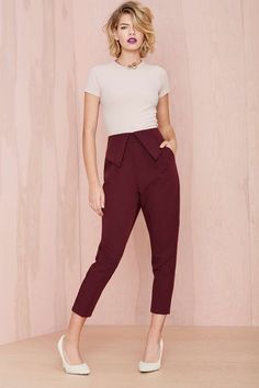 Work chic. Nasty Gal Fold Ya So Trouser | Shop Pants at Nasty Gal Look Office, Trouser Outfit, Work Chic, Baggy Pants, Work Outfit