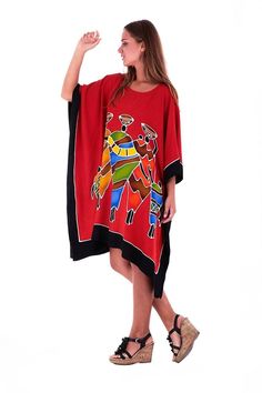 Enjoy this short caftan cover-up. It is ideal for wearing around the house, dressing it up to go out to lunch, or even making a statement on your vacation, or cruise. Easy to wear with endless possibilities. length 38” width 43” Made from 100% soft Rayon Hand-painted design Hand wash in cold water, hang to dry Short Sleeve Poncho For Vacation, Multicolor Loose Poncho For Vacation, Oversized Multicolor Summer Poncho, Casual Red Tunic For Vacation, Multicolor Short Sleeve Tunic For Beachwear, Multicolor Short Sleeve Beachwear Tunic, Casual Multicolor Kaftan With Batwing Sleeves, Casual Multicolor Tunic Kaftan, Casual Multicolor Batwing Sleeve Kaftan