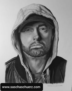 a drawing of a man wearing a hoodie and looking at the camera with a serious look on his face