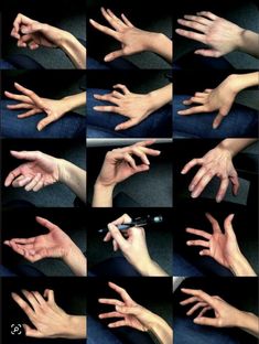 multiple images of hands doing different things with one hand and the other holding a cell phone