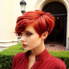 Short Red Hair Pixie, Auburn Pixie Haircut, Short Red Hairstyles, Red Pixie Haircut, Red Bob Hair, Red Hair With Bangs, Women's Haircuts, Red Hair Trends, Red Hairstyles