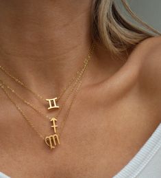 Zodiac Necklace Gold Plated Chain with Gold Zodiac PendantLength of Necklace: approx. 17-19 inches (adjustable) 18K Gold Plated Stainless Steel Aries Taurus Gemini Cancer Leo Virgo Libra Scorpio Sagittarius Capricorn Aquarius Pisces Zodiac Necklace Scorpio, Leo Necklace Zodiac, Zodiac Sign Necklace, Aquarius Pisces, Sagittarius Capricorn, Scorpio Sagittarius, Libra Scorpio, Sagittarius And Capricorn, Aries Taurus