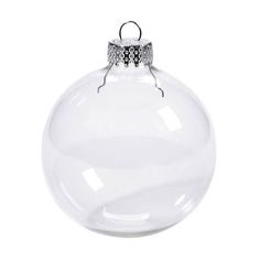 a clear glass ornament on a white background