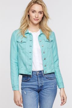 Looking for a cute jacket to pair with your sundresses and spring tees? The Canyon cropped jean jacket is the perfect fit. Made of a super-soft blend of linen, cotton, and Tencel with a herringbone pattern, this lightweight jacket offers casual comfort and style in equal measure. Flattering seams frame your figure, while brushed nickel buttons embossed with a geometric pattern close out summer breezes. With two on-seam slip pockets and two chest pockets with button flaps. Short Jean Jacket, Turquoise Shorts, Cropped Jean Jacket, Spring Tees, Design Jacket, Short Jean, Camo Girl, Crop Jean Jacket, Wool Coats