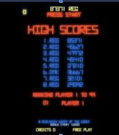 an old school arcade game screen with the title high score and numbers displayed on it