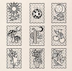 the stamps are designed to look like they have different designs on them, including cactuses and