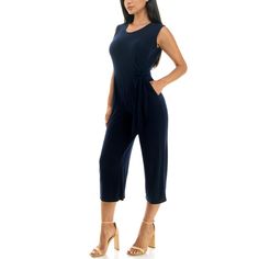 For a chic, put-together look, reach for this women's wide-leg jumpsuit by Nina Leonard. Plus, it has pockets! For a chic, put-together look, reach for this women's wide-leg jumpsuit by Nina Leonard. Plus, it has pockets!Finding the perfect fit and size for women's clothing requires basic measurements of your chest, waist, hips and inseam. Use this guide to learn more about sizing and everything Kohl's has to offer in women's fashion. Crewneck Sleeveless Side-tie sash 2 pockets Jersey constructi Sleeveless Jumpsuits And Rompers With Side Pockets For Loungewear, Chic Workwear Jumpsuits And Rompers With Side Pockets, Chic Jumpsuits And Rompers With Side Pockets, Chic Jumpsuits With Side Pockets, Chic Spring Jumpsuits And Rompers With Side Pockets, Chic Jumpsuits And Rompers With Side Pockets For Spring, Culotte Jumpsuit, Dress Guide, Clothing Size Chart