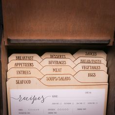 some kind of menu in a wooden box