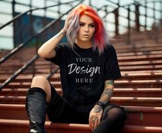 Punk Style Custom Print Short Sleeve T-shirt, Black Branded T-shirt For Fan Merchandise, Black Fan Merchandise T-shirt With Branding, Model Commercial, Punk T Shirt, T Shirt Mockup, Rgb Color, Tshirt Mockup, Shirt Mockup