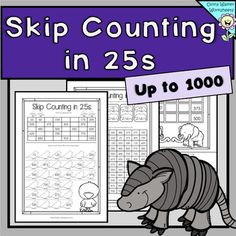 an animal themed activity with the words skip counting in 25s and up to 100