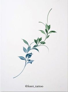 a painting of green leaves on a white background with the words forest tattoo written below it