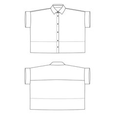 the front and back view of a shirt with collars on it, in white paper