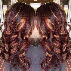 Fall Hair Color Ideas Rambut Brunette, Red Blonde, Long Brunette Hair, Hair Color Burgundy, Long Brunette, Red Highlights, Hair Red, Burgundy Hair, Brown Blonde Hair