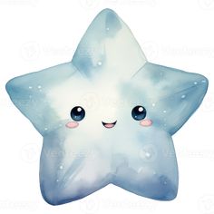 a watercolor drawing of a starfish with eyes