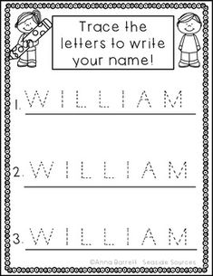 trace the letters to write your name in this printable worksheet for kids