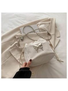 Stylish And Elegant Butterfly Decorated Bucket Bag, Shoulder Bag,Drawstring Opening Magnetic Closure And Closing Design One-Shoulder Bucket Bag Is Suitable For Shopping. White Cute,Minimalist   PU Leather Animal,Marble Bucket Bag   Women Bags, size features are:Bust: ,Length: ,Sleeve Length: Elastic Waistband Pants, Round Neck Sweatshirts, Bag Women, Bag Shoulder, Maternity Bag, Long Sleeve Sweatshirts, Magnetic Closure, Luggage Bags, Drawstring Bag