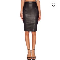 Amazing And Slimming One 100% Leather Skirt (Fits Like A S-Xs) Slimming Sleek Knee-length Leather Skirt, Fitted Leather Midi Skirt, Fitted Leather Skirt For Spring, Knee-length Leather Skirt For Night Out, Chic Black Leather Pencil Skirt, Black Leather Knee-length Skirt, Leather Knee-length Pencil Skirt For Spring, High Waist Fitted Leather Skirt, High-waist Fitted Leather Skirt