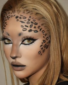 Leopard Makeup Halloween, Cheetah Makeup, Tiger Makeup, Leopard Halloween, Leopard Makeup, Deer Makeup, Halloweenský Makeup, Animal Makeup