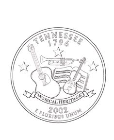 the logo for tennessee music heritage, featuring two guitars and an old - fashioned trumpet