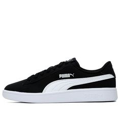 PUMA Smash v2 'Buck - Black Silver' 365160-68 (SNKR/Cozy/Skate/Casual/Unisex/Low Top) Black Puma Skate Shoes For Sports, Black Sporty Skate Shoes With Puma Logo, Black Sporty Puma Logo Skate Shoes, Black Puma Skate Shoes For Streetwear, Black Puma Logo Skate Shoes For Streetwear, Black Skate Shoes With Puma Logo, Puma Smash V2, White Shoes Sneakers, Black And White Sneakers