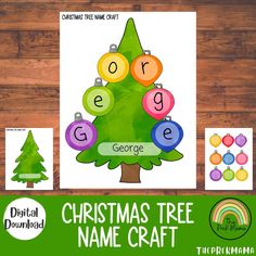 christmas tree name craft with the words george and george