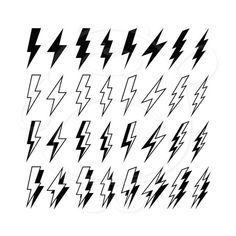 black and white lightning bolt cliparts on a white background by bnp designs