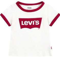 Nwt Girl’s Levi’s Classic T-Shirt Size L (12-13 Years) White & Red Levi's White Cotton Top, White Cotton Levi's Top, Cute White Top With Logo Print, Cute White Tops With Logo Print, White Levi's T-shirt For Summer, Levi's Red Crew Neck Top, Levi's White Graphic Tee, Levi's White Graphic Print T-shirt, Levi's Logo Print Tops For Summer