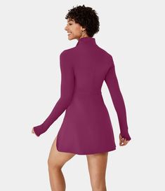 Everyday 2-Piece Half Zip Thumb Hole Pocket Activity Dress Workout Dress, Half Zip Long Sleeve, Active Dress, Sweat Stains, Bleach Wash, Sport Dress, Yoga Studio, Thumb Holes, Half Zip