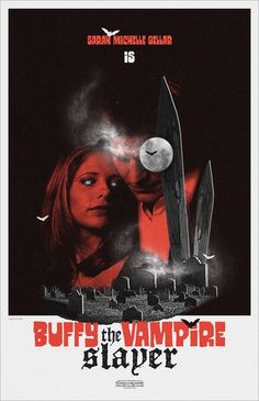 a movie poster for the film buffy vampire slayer with a woman holding a knife