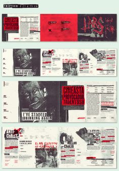 an image of some type of brochure with red and black designs