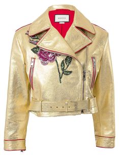 Gucci Gold Leather Short Biker Jacket Short Biker, Beige Leather Jacket, Short Cuir, Cl Fashion, Short Leather Jacket, Gucci Jacket, Jacket Beige, Beige Jacket, Riders Jacket