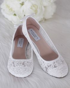 White Crochet Lace Flats With BACK DAINTY BOW Bridal Shoes - Etsy Wedding Shoes With Lace Work, Lace Wedding Shoes With Lace Work, Lace Wedding Shoes With Round Toe For Ceremony, Lace Wedding Shoes With White Laces, Closed Toe, Lace Wedding Shoes With White Laces, Closed Toe Lace Wedding Shoes With White Laces, White Lace Trim Closed Toe Wedding Shoes, Spring Lace Wedding Shoes For Bridal Shower, Spring Bridal Shower Lace Wedding Shoes