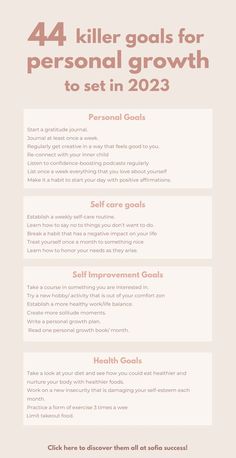 44 killer personal growth goals to set in 2023 Self Improvement Goals, Personal Growth Goals, Build Self Confidence, Improve Your Self, Become A Better Person, Break A Habit, 5am Club