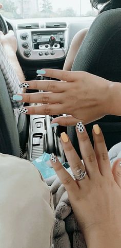 #cow #nails #cowprint #summer #fun #vibrant #yellow #blue #pastelcolours Tennessee Nails, Nails Cow Print, June Nails Ideas, Nail Designs Simple, Nails June, Country Acrylic Nails, Rodeo Nails, June Nails