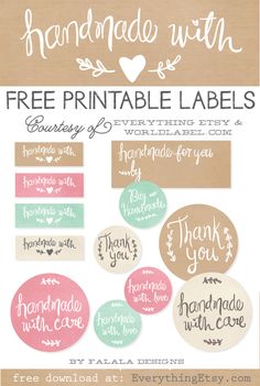 free printable labels for handmade with love